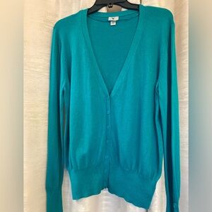 Worthington Dark Green V-Neck Button Up Sweater‎ Size XL